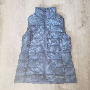 Eddie Bauer Womens EB650 Down Full Zip Puffer Vest Jacket Small Marble Blue